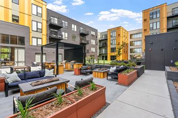 Three courtyards with fire pits